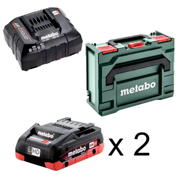 Metabo Charging Combo - 2 x 4.0Ah, 1 x Charger ASC 55, 1 x Metabox